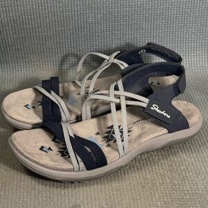 Skechers Reggae Slim It Takes Two Sandals Blue Women’s Size 8